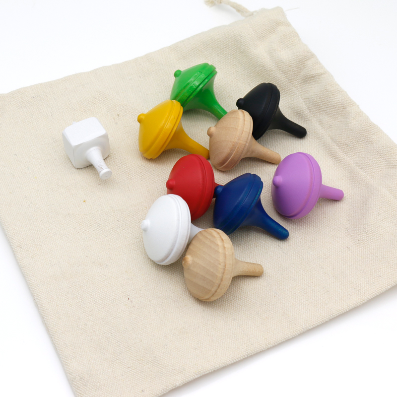 Colorful Kindergarten Wooden Spinner Toy Wooden Top Educational Toys
