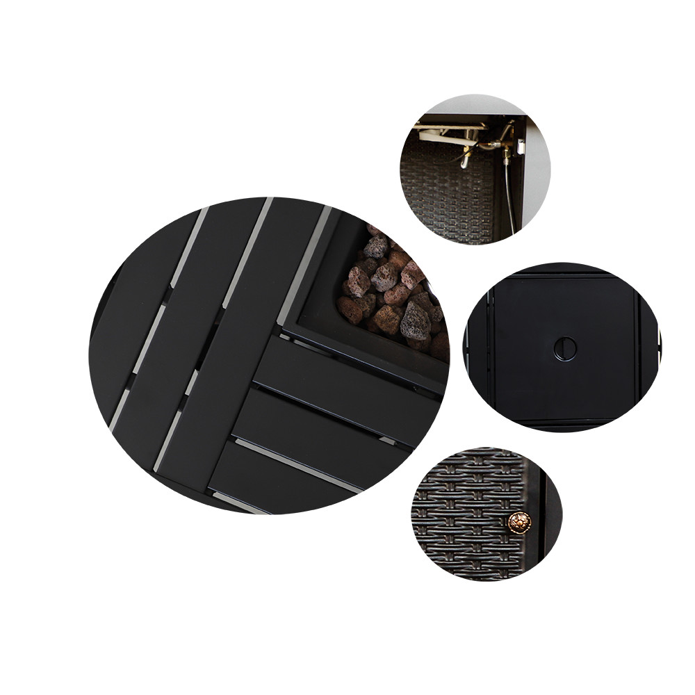Modern 28 Inch Square Fire Pit Table Liquefied Petroleum Gas