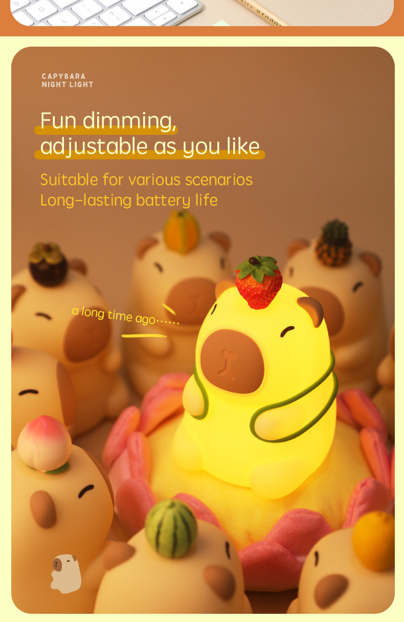New Arrival Seven Color Silicone Capybara Night Lamp Birthday Gifts Night Light