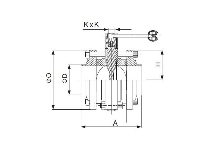 Dimension of Sanitary Three-piece Butterfly Valve – SMS Series