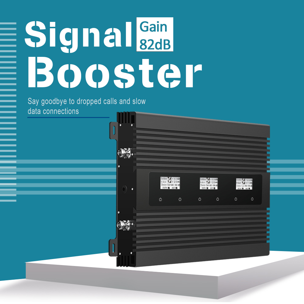 2G 3G 4G 80dB Gain Multi Band Repeater 900MHz 1800MHz 2100MHz
