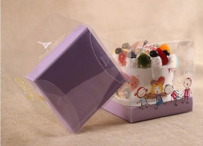 Wholesale custom Paper Cookies packing Cake Box with PVC window,Wholesale Plastic Square Birthday Wedding Packaging Clea