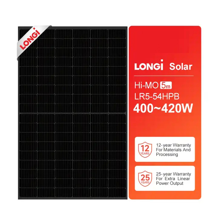 Longi Photovoltaic Mono Solar Panel Module Lr5-54hpb Hi-Mo 5m All Black 400w 405w 410w 415w