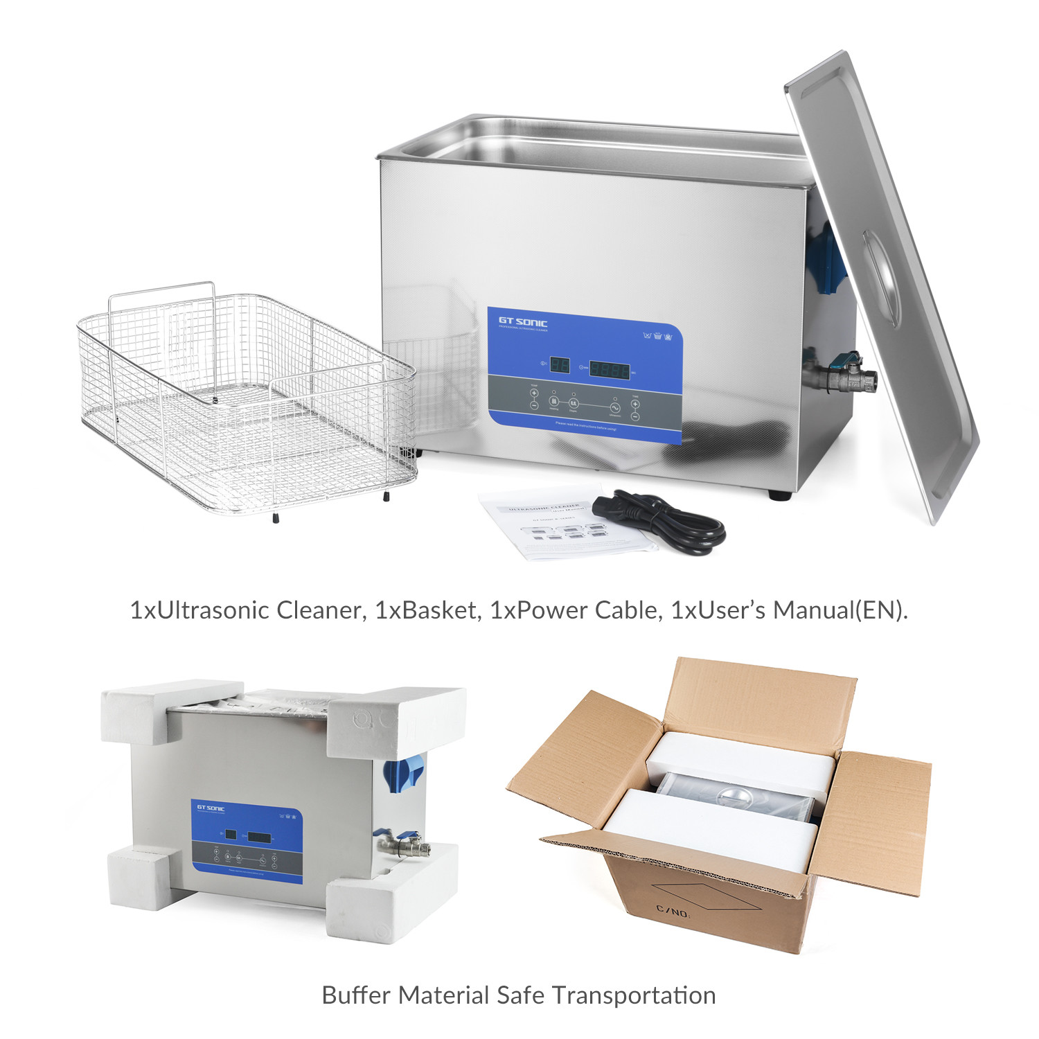 20L 40KHz Vegetable Cleaner Device With Digital Timer Heater For Instruments Industrial Parts