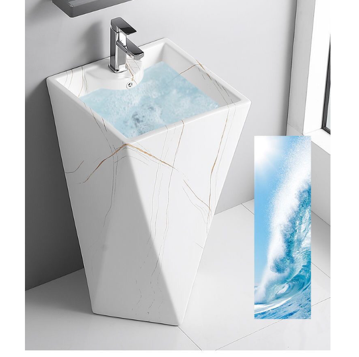Diamond Shape Full Pedestal Bathroom Wash Hand Basin Large Pedestal Height Wash Basin