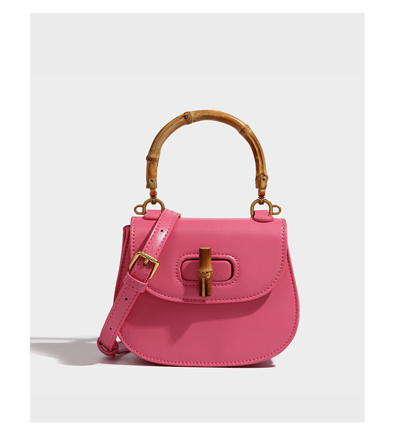 Plastic Bamboo Purses Handles U-Shaped Handbag Handles For Bag Making With Gold Metal Buckle Burnt Color