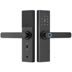 Touchscreen Fingerprint Wifi Entry Door Lock With Handle Lock Easy To Install
