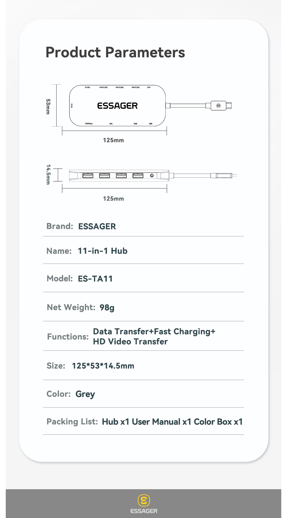 Maple Harp 11 In 1 Usb C Hub PD 100W Fast Charging 5Gbps 32GB SD Card 10 Ports