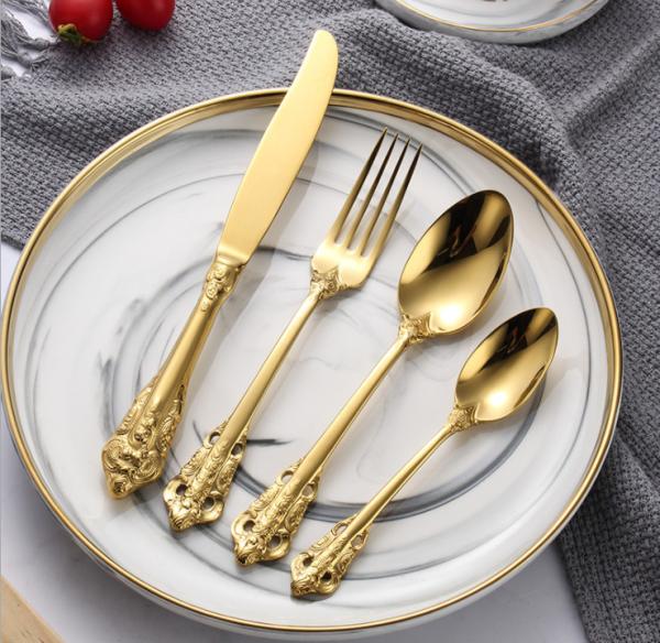 NC888 Luxury gold Cutlery Set Stainless Steel wedding Flatware Set for five star