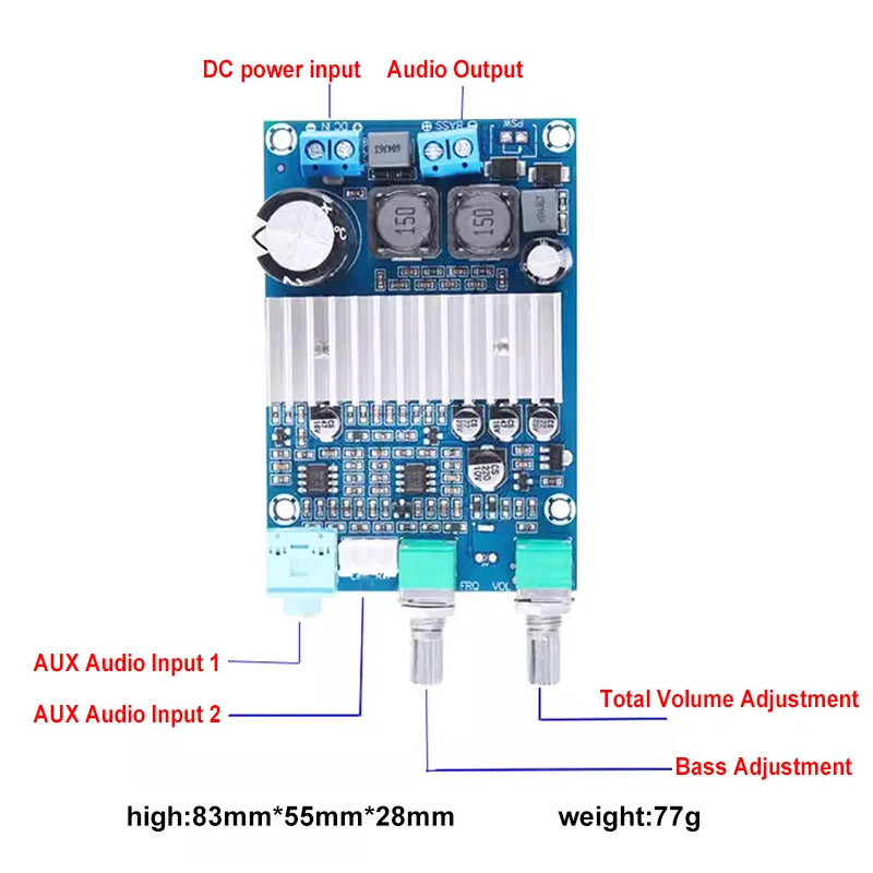 CA-3316A 100W Professional Stereo Class D Digital Amplifier Module TPA3116 Home Subwoofer Amplifier Board Receivers Ampl