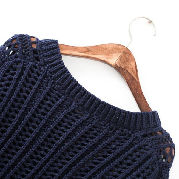 Crochet,Women Loose Crochet Knitted Blouse Wears O-Neck Hollow Pullover Wool Sweaters Top