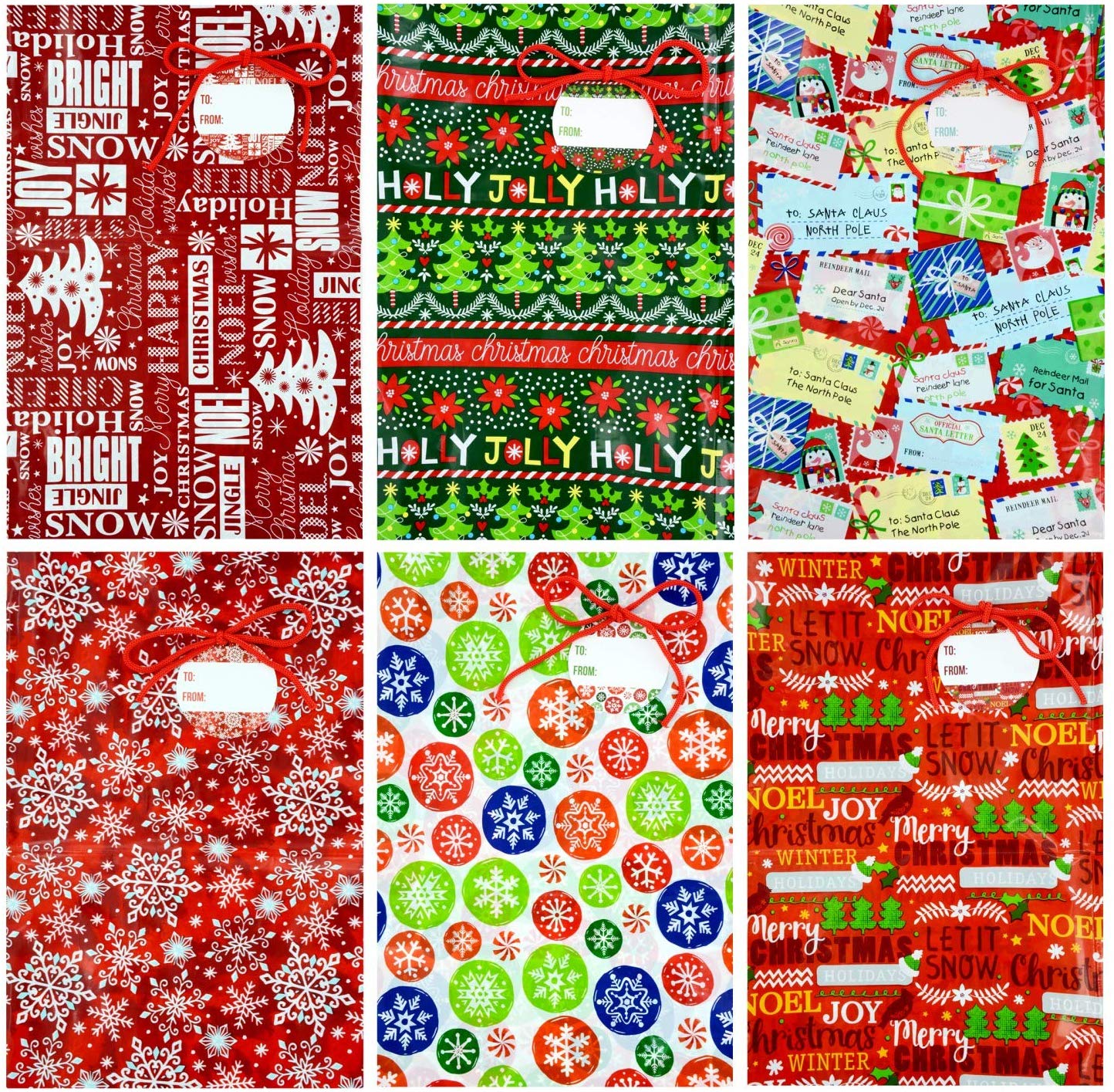 Recyclable Colorful Plastic Gift Wrap Bags , Jumbo Christmas Gift Bag