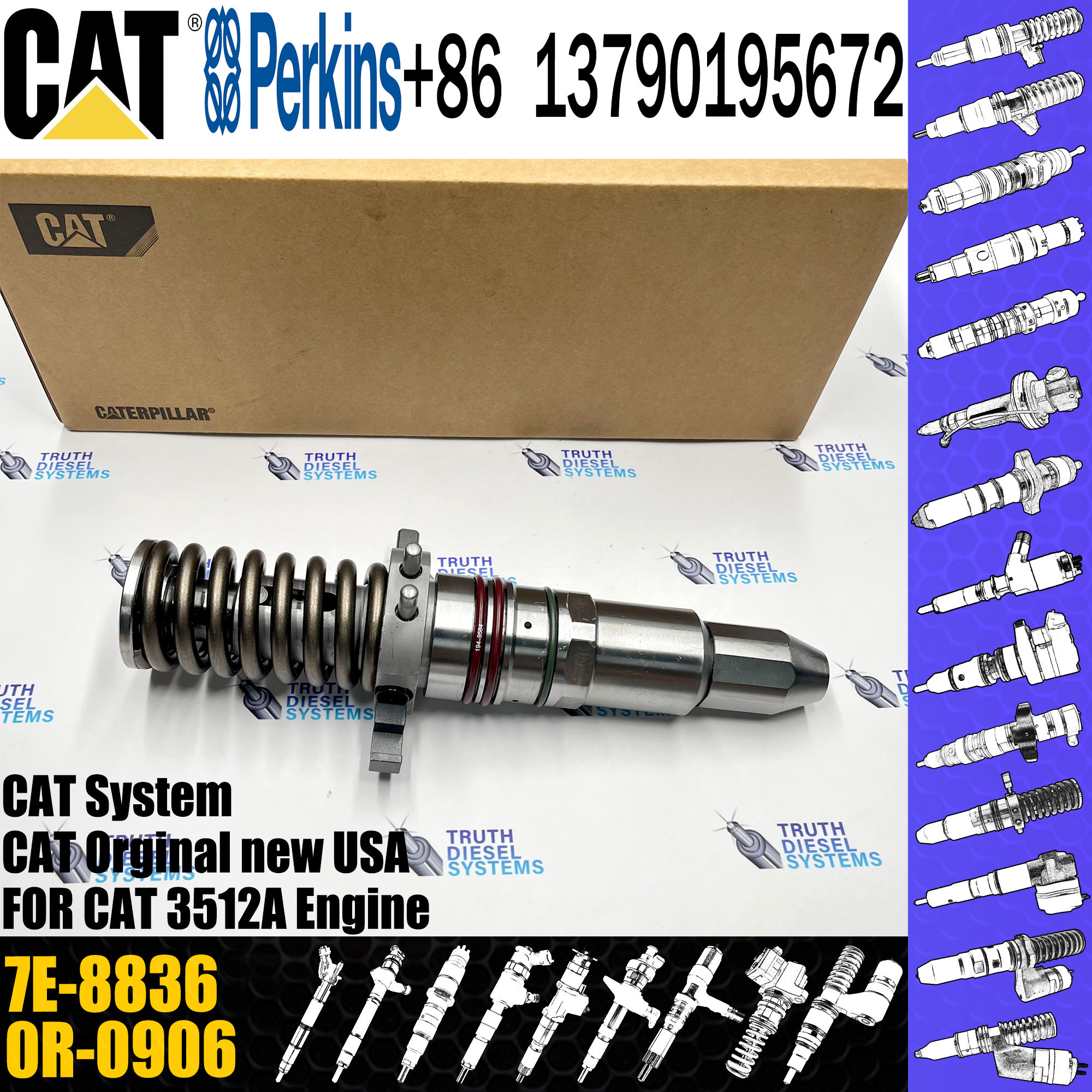common rail injector 4P-9077 7E-8836 0R-2925 7C-4173 9Y-1785 6I-3075 7C-4184 7C-9578 10R3053 for C-A-T 3500A engine