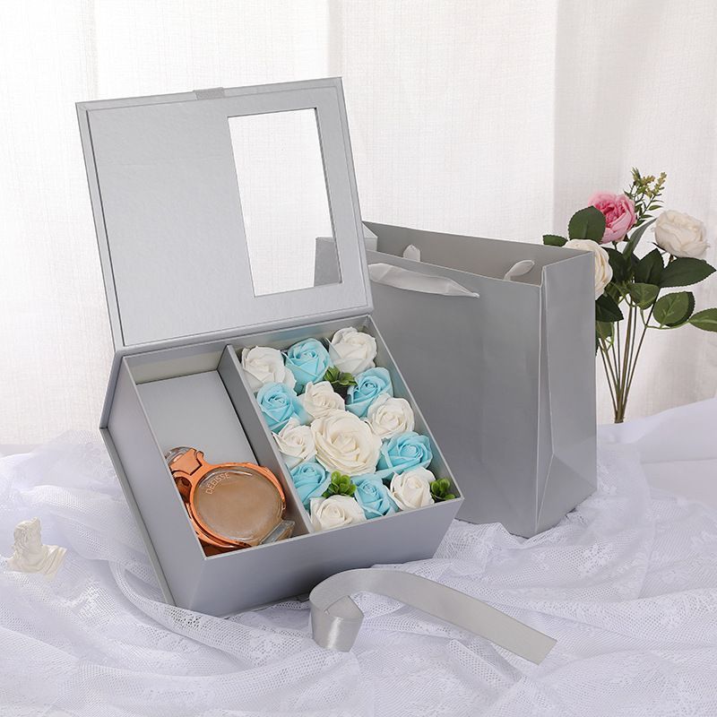 Luxury Black Cardboard Valentine&prime; S Day Flower Gift Box