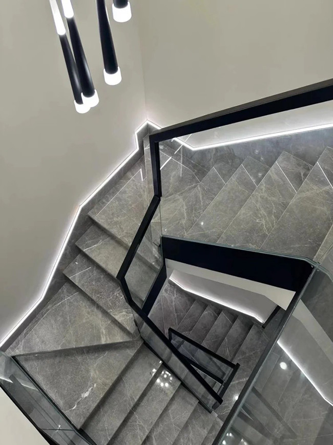 Marble Look 1200x300x170 Porcelain Stair Tiles Non Slip Exterior Floor