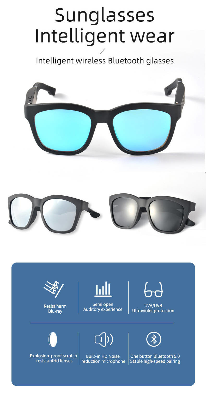 Lightweight 43g Smart Bluetooth Glasses 0.2% 95dB Bluetooth Music