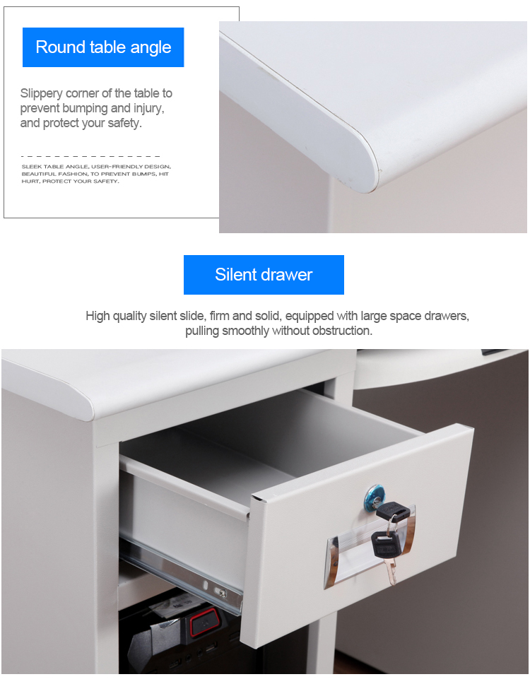 3 Drawers 1 Keyboard Holder Powder Coated Steel Executive Desk