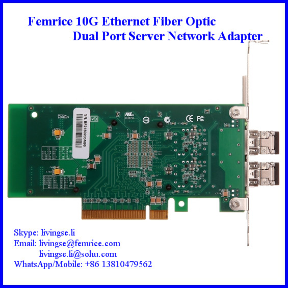 10G 2 Port Fiber Optic Network Card, 10G Dual Port Server Application NIC Adapter, Big Gold Heat Sink Adapter