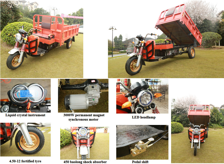 Heavy Duty Electric Cargo Tricycle , 2 - 3KW 60V Electric Delivery Trike