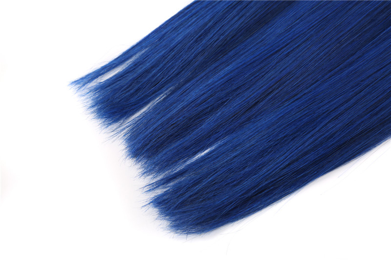 12-24 Inches Blue Hair With Black Roots Straight Hair Brazilian Virgin Hair Bundls