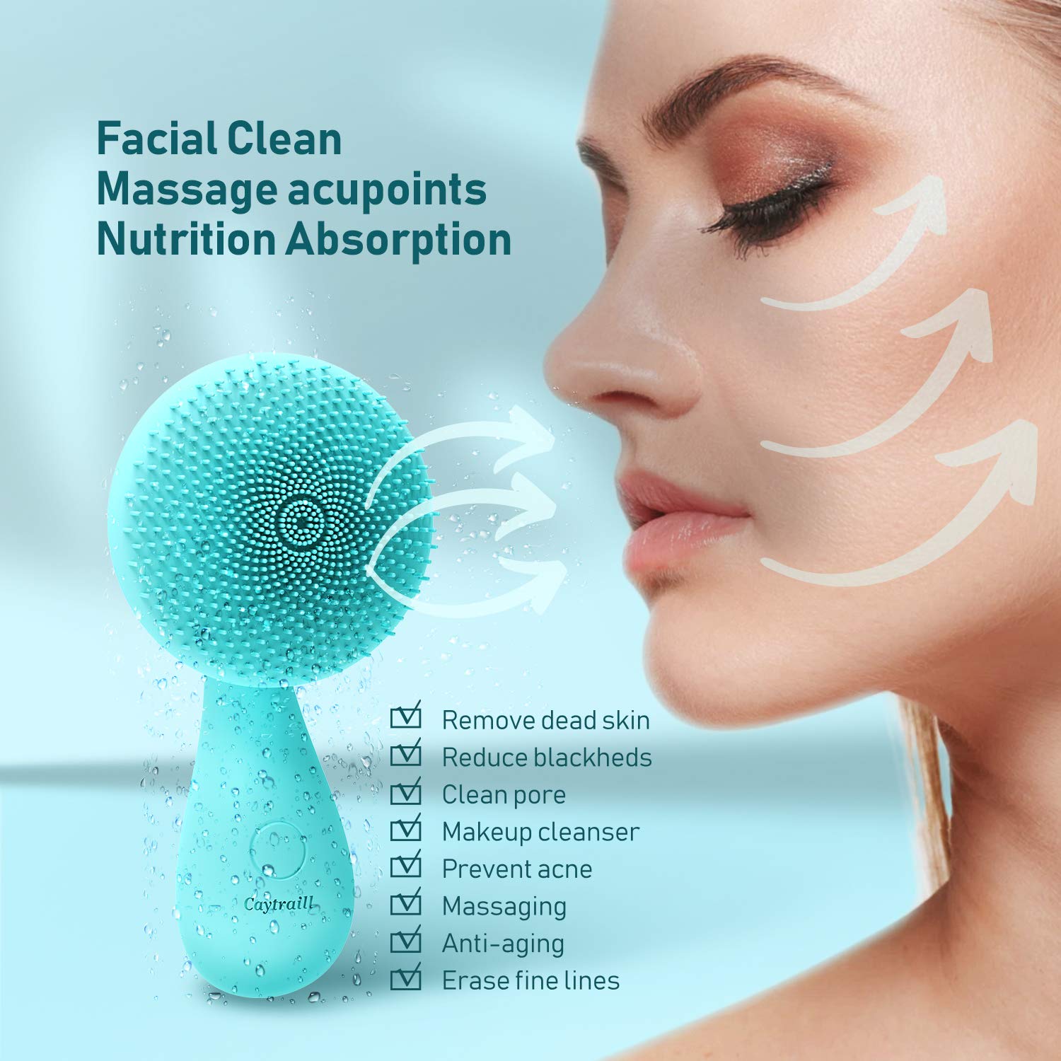 Electric silicone facial cleansing brush