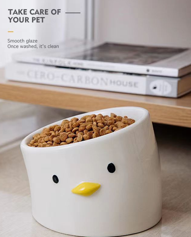 Personalized Ceramic Pet Bowl Chicken Shape For Cat Dog Food Water OEM