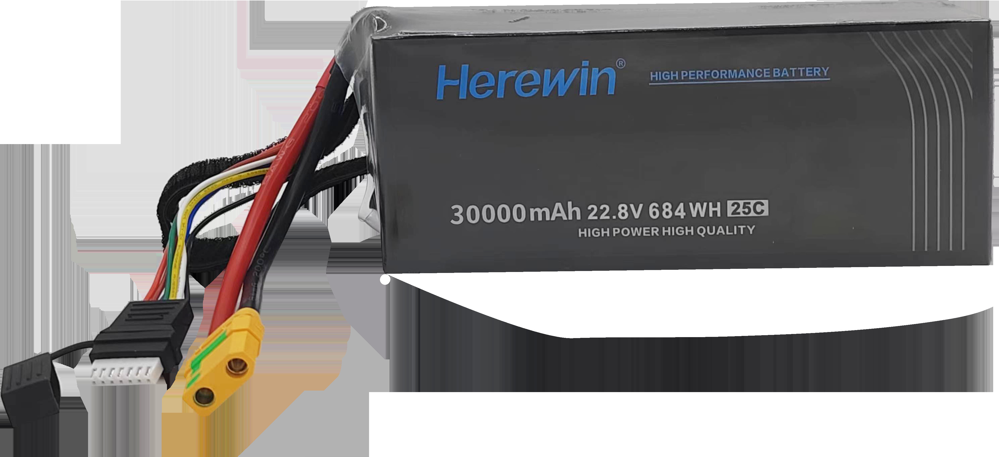 22.8V 30000mAh High Voltage Uav Battery PackPouch Cell Herewin 6S1P Drone Battery