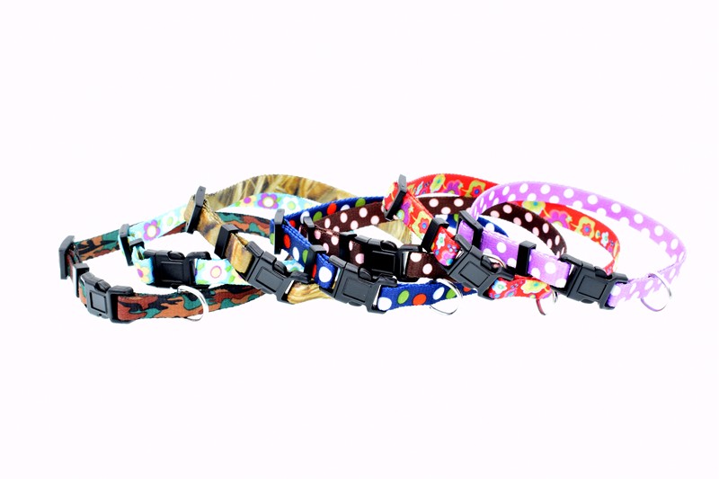 Adjustalbe 1 Inch Dog Bone Pattern Pet Training Nylon Collar Neck 14"-22"