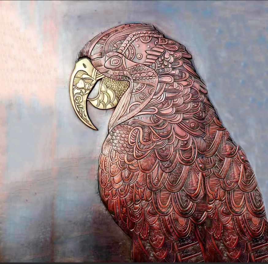 Eagle Copper Relief Sculpture , Metal Wall Sculpture For Public Art Decoration