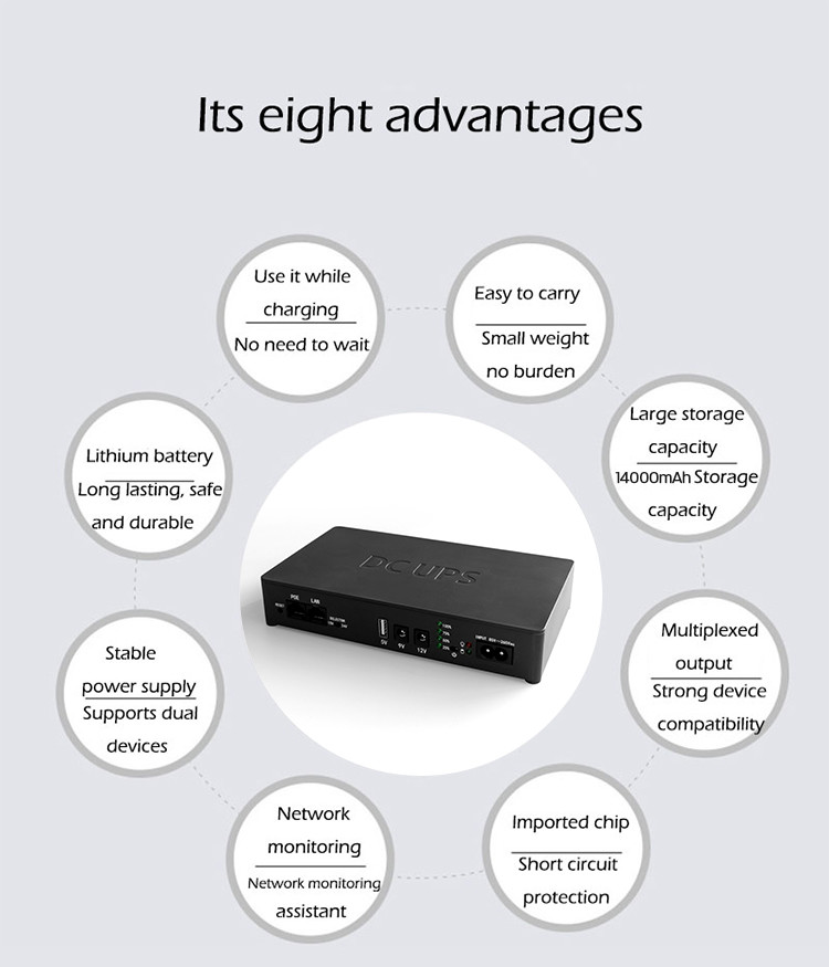 10000mah DC Mini Ups Poe 9v 12v Mini UPS For Modem And Routers