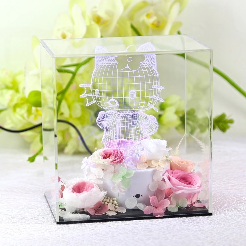 Forever Real Rose Everlasting Flower Preserved Fresh Flower Live Enchanted Rose in Glass Dome Cover with Gift Box Bag