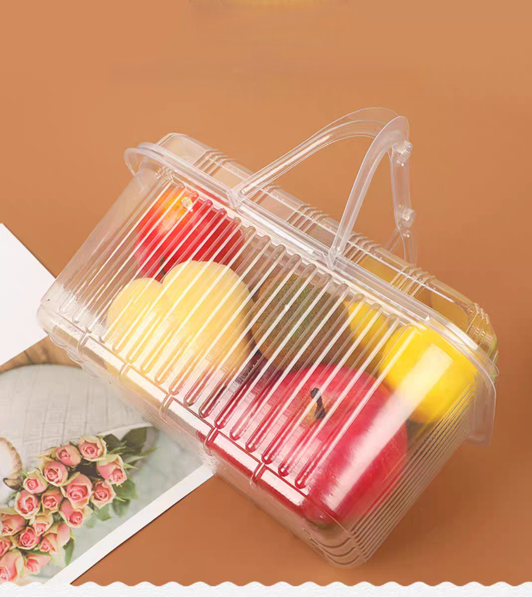 Strawberries Picking Basket Disposable Plastic Blister Transparent Fruit Handheld Packaging Box Fruit Packaging Handheld Box Cover
