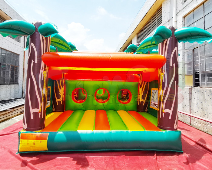 Long Palm Tree Bouncy Castle Inflatable Obstacle Course 13.2X4.7X3 M