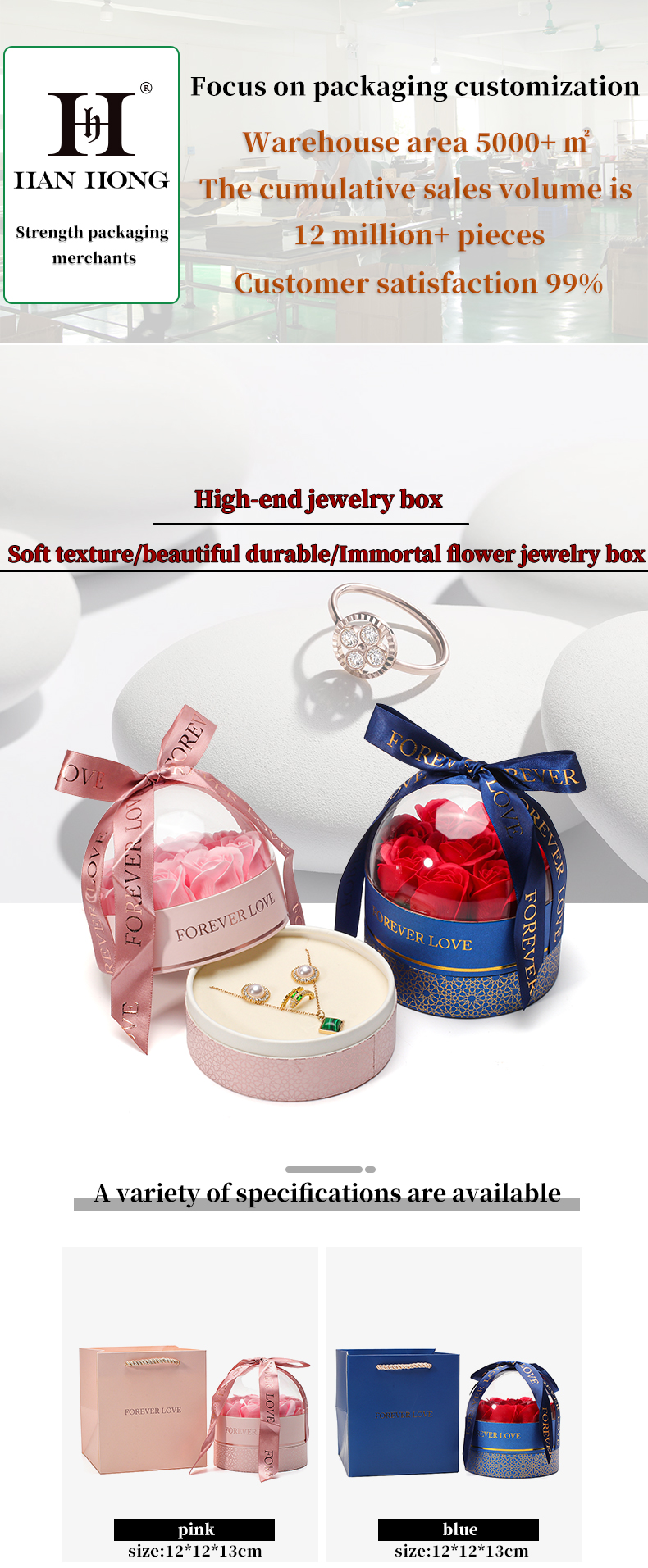 OEM Logo Round Save Rose Flower Jewelry Box For Wedding Birthday Bridesmaid Gift