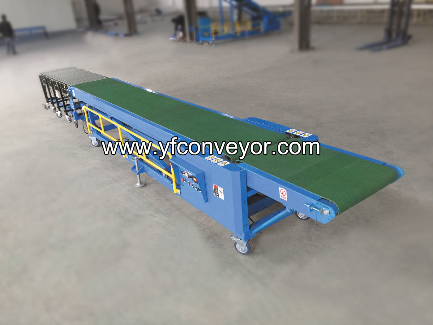 Telescopic portable power and light duty unloading belt conveyor