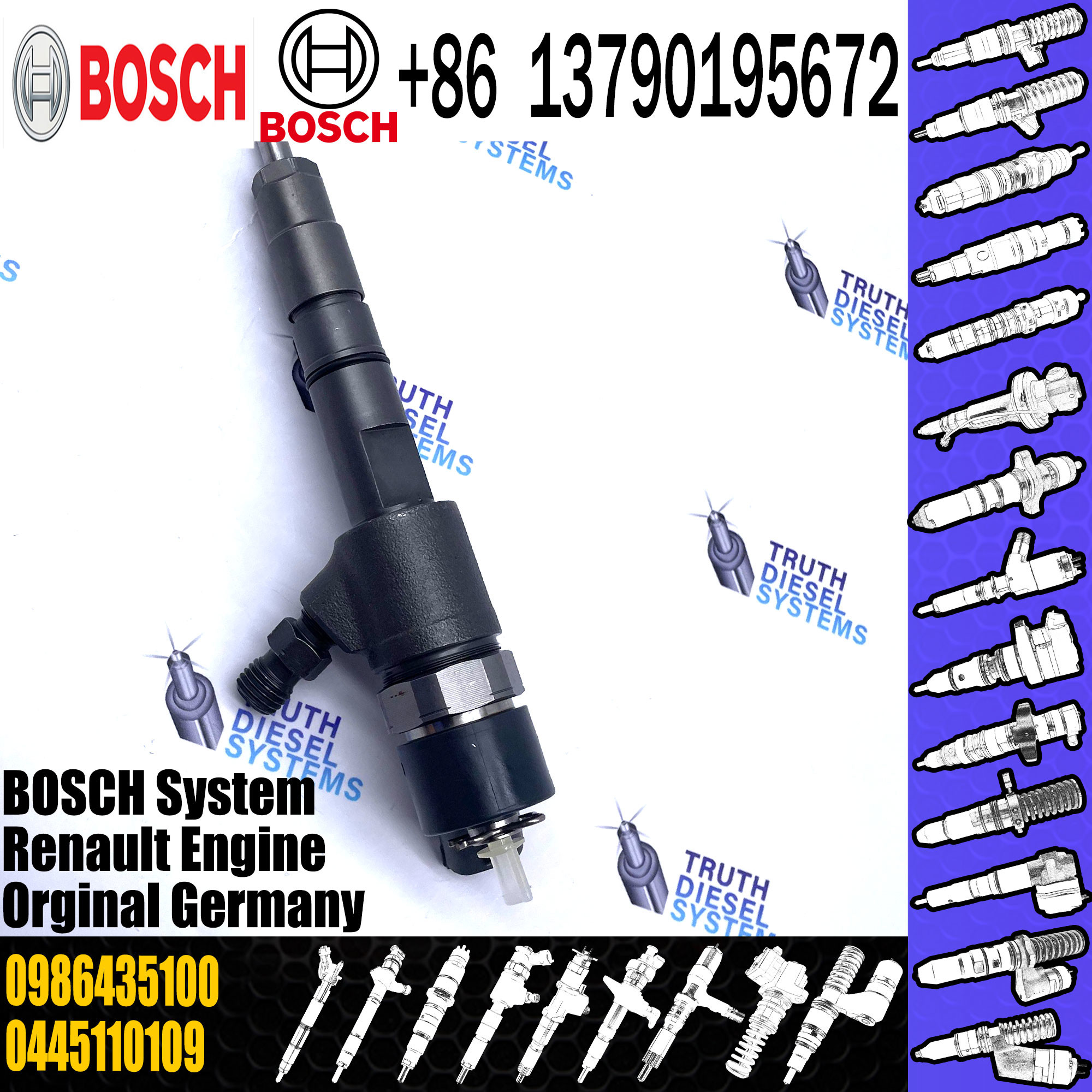 0986435100 Diesel Engine Injector 8200100696 0445110109