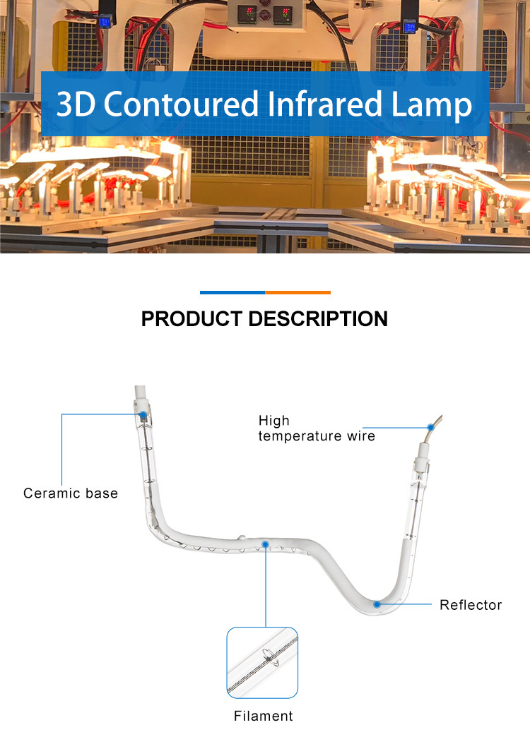 Abnormal Shape Short Wave Infrared Heater 3d halogen While Reflector