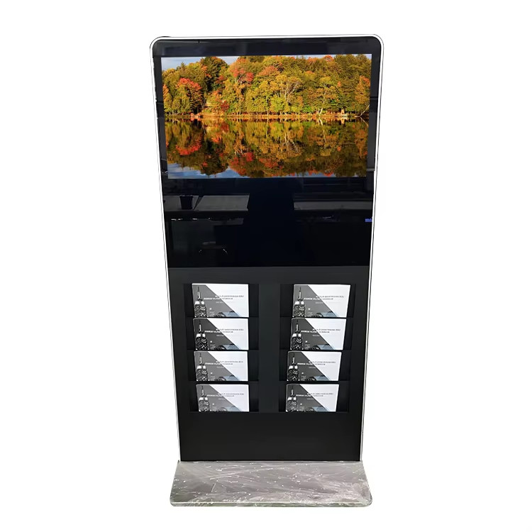 Fashion 21.5 Android Wifi LCD Screen With Magazine Holder , Customized Totem Digital Signage