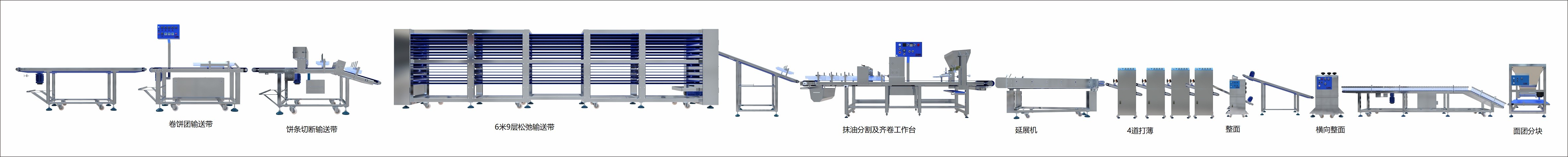 Plain Frozen Roti Canai Food Production Lines 2 Rows Lachha Paratha Making Machine