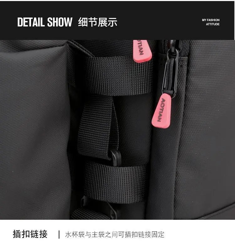 Custom Unisex Man Bag Messenger Men's Crossbody Shoulder Bag Black With Water Bottle Holder