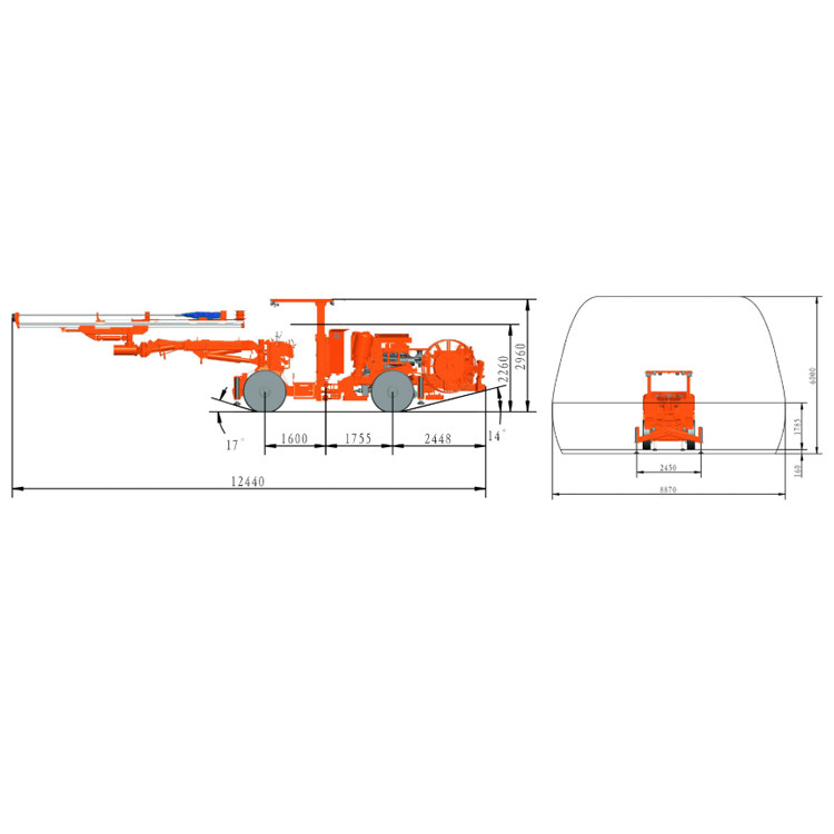 Diesel Engine Hydraulic Twin Boom Jumbo Drilling Machine DW2-50