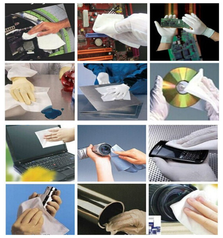 9x9" Polyester Cleanroom Microfiber Wiper 140gsm Non Woven
