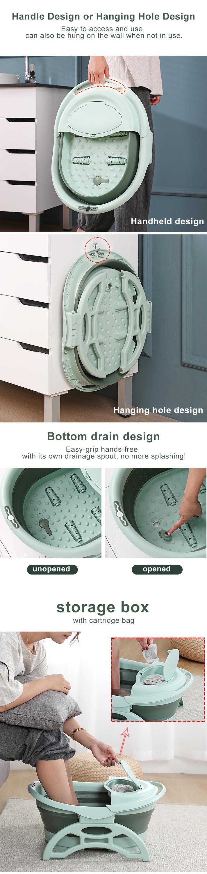 1KG Plastic Collapsible Foot Tub Folding Barrel With Cover