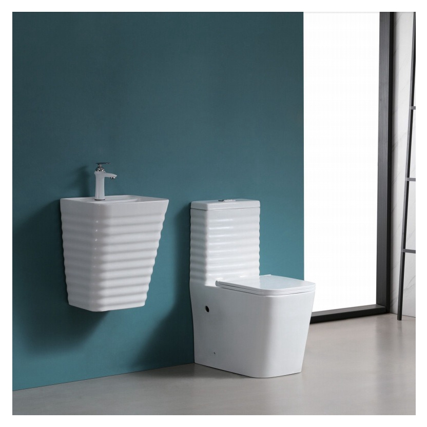 Home Hotel Restaurant Bathroom Design with Floor Mounted Toilet and Sink Sanitary Ware Set
