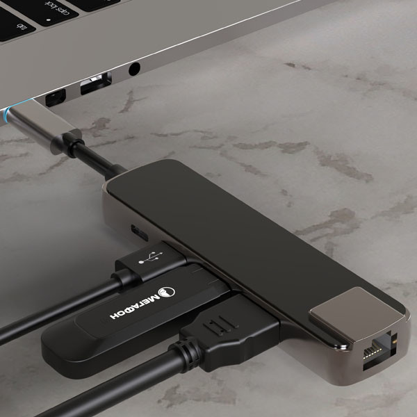 5 In 1 USB Type C Hub Adapter 4K USB C Hub To Gigabit Ethernet Rj45 Lan 55W