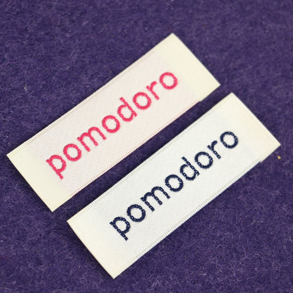 Garment Neck Woven Fashion Labels With Your Text , End Fold Loop Fold