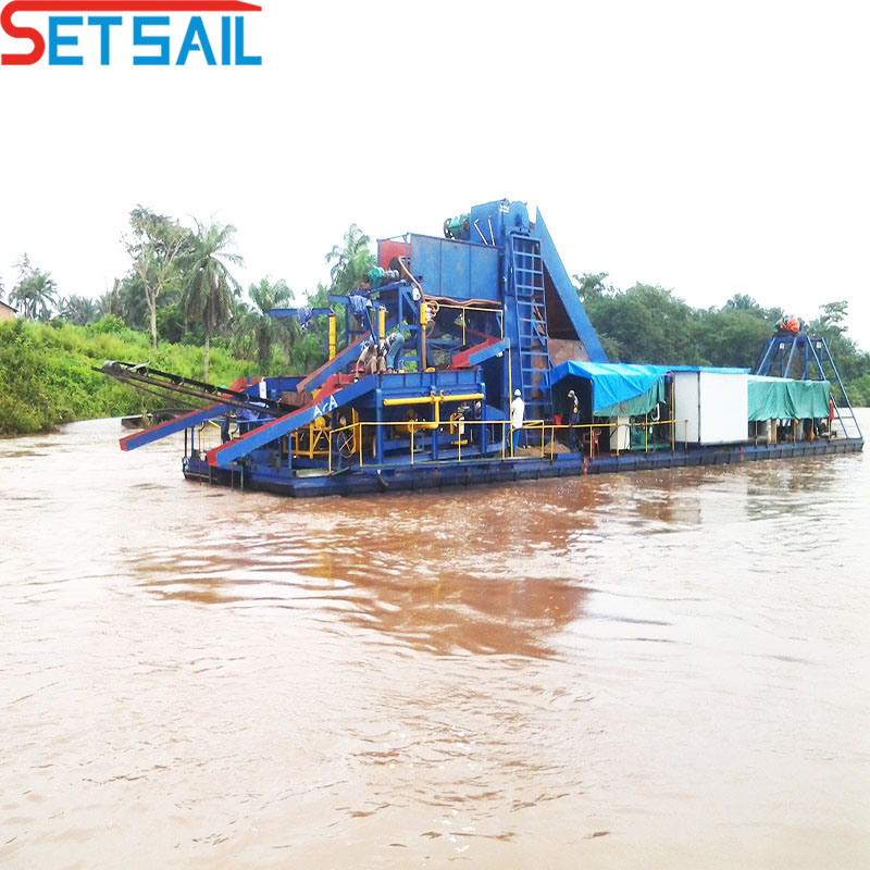 Chain Bucket River Gold Diamond Mining Machinery with Agitation Chute