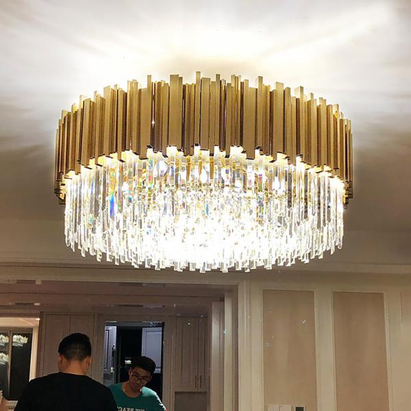Modern LED crystal chandelier luxury gold stainless steel lustres celing