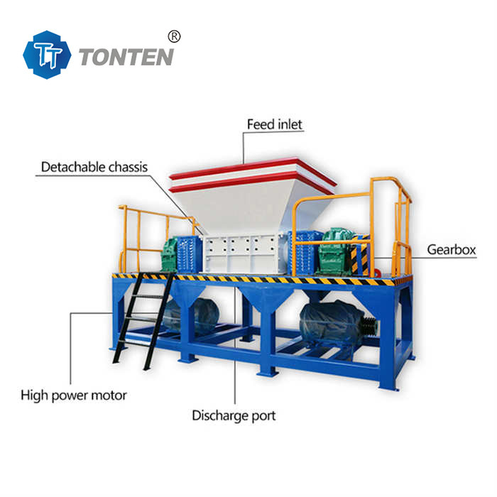 Waste Tire Shredder Machine Bucket Plastic Double Shaft Shredder Machine