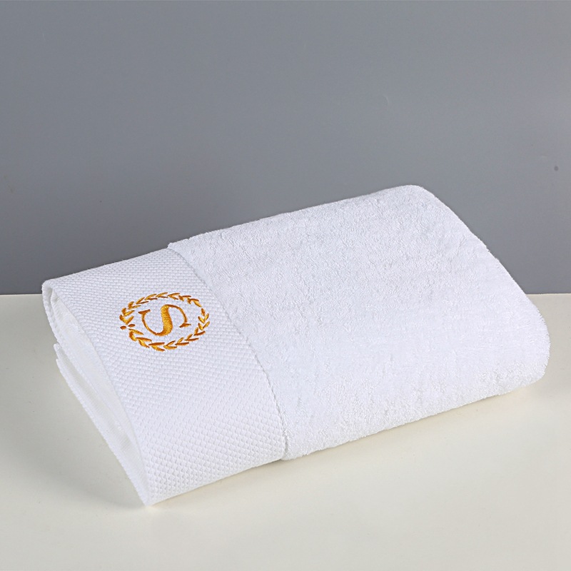 Child-Proof White Hotel Towel Set with Pure Cotton Embroidered Personalization